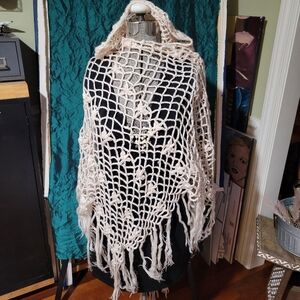 Women's Cream Crochet Sweater